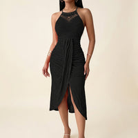Lace Halterneck Maxi Dress