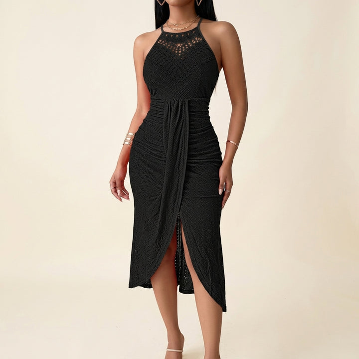 Lace Halterneck Maxi Dress