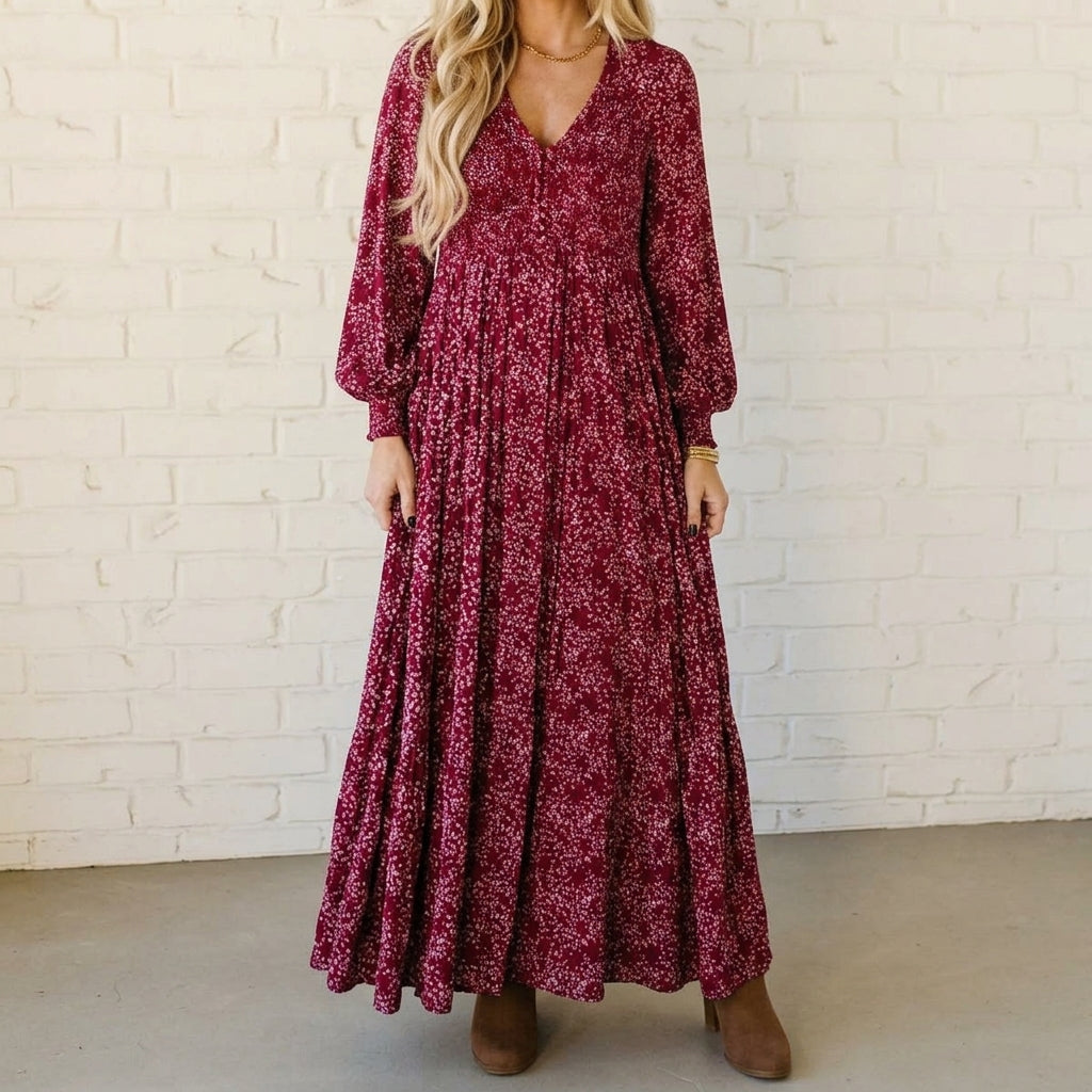 Smocked Waist Floral Maxi Dress
