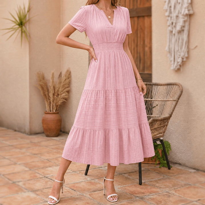 Flowing V Neck Summer Maxi Dress
