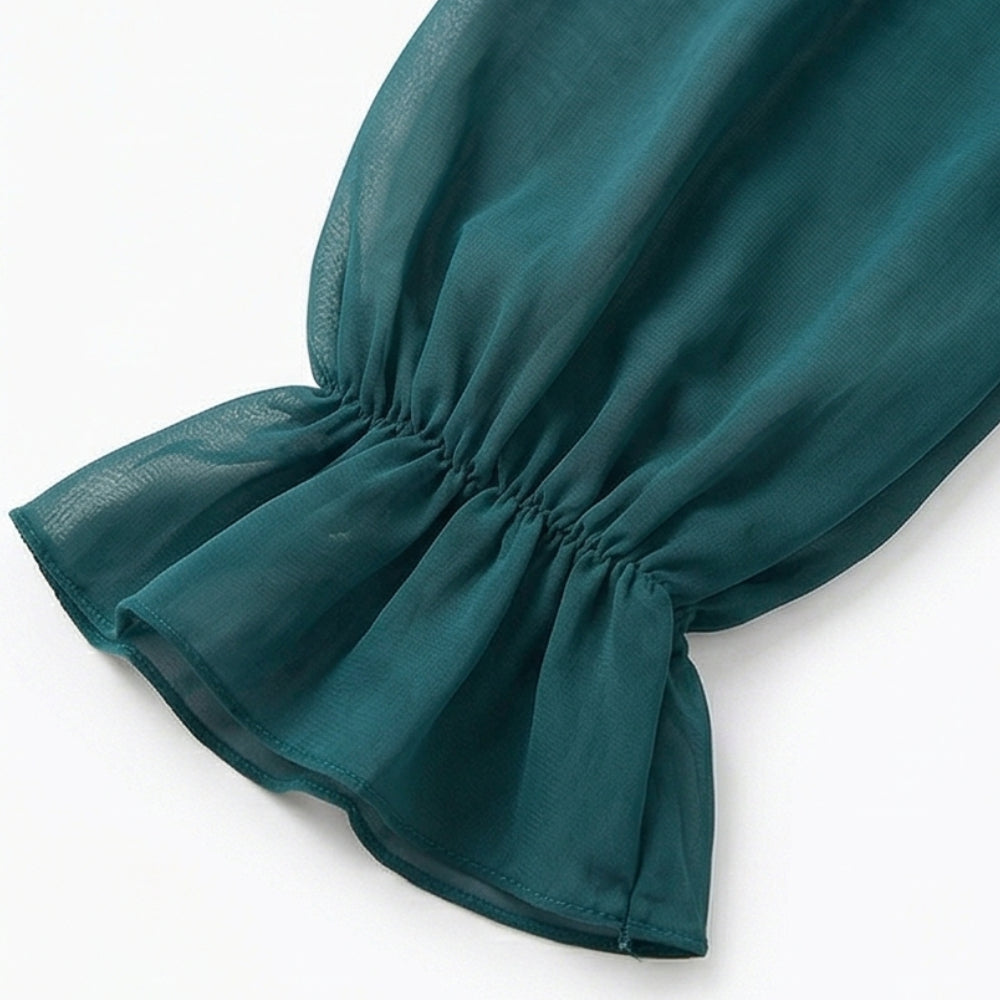 Pleated Ruffle Midi Dress