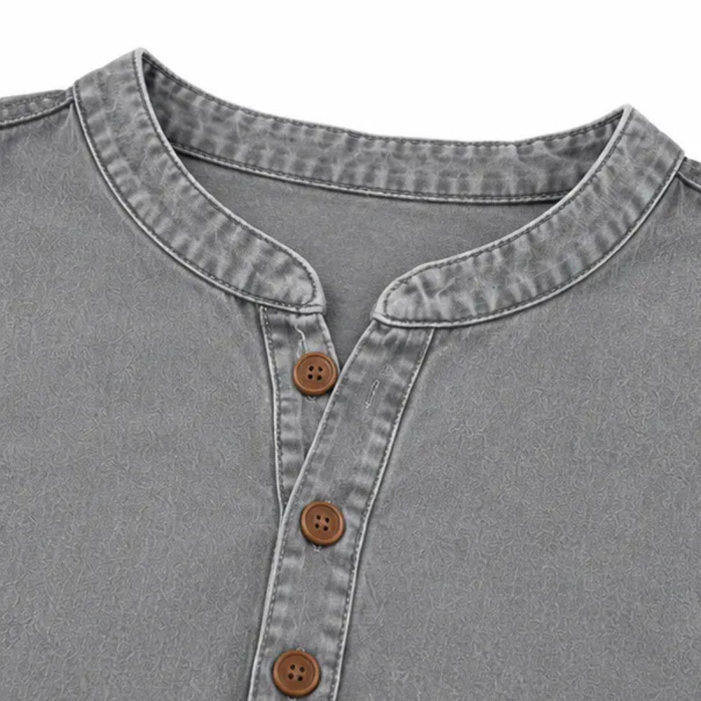 Henley Tunic Top with Side Buttons for Women