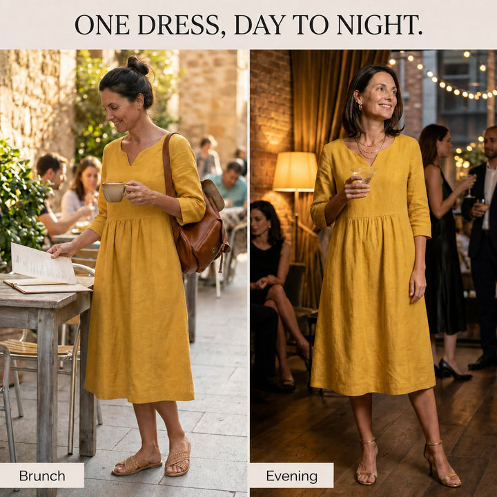 Relaxed V-Neck Midi Dress