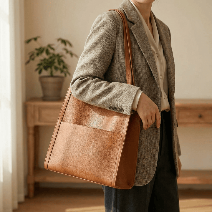 Soft Leather Shoulder Tote