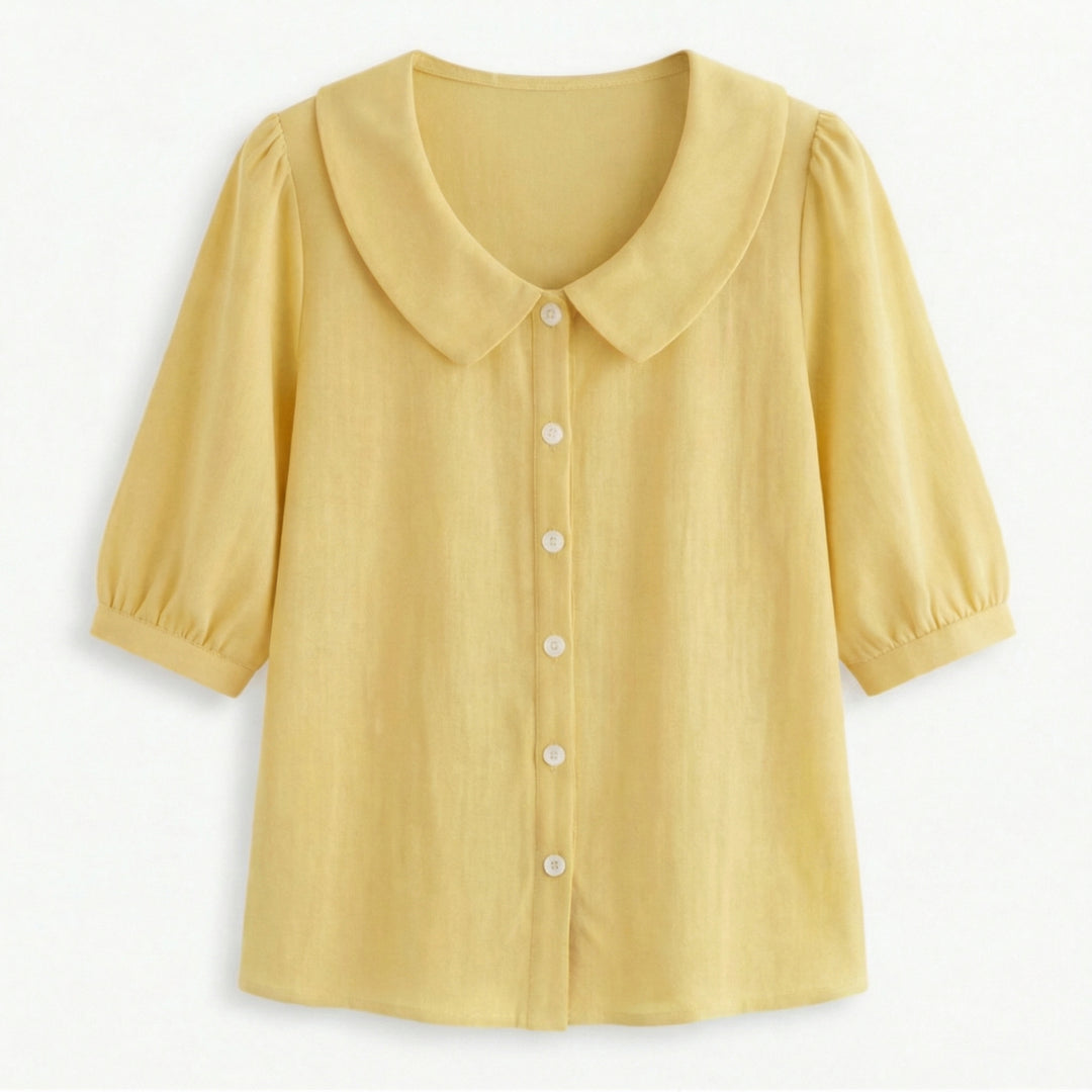 Retro Peter Pan Collar Button Up Blouse