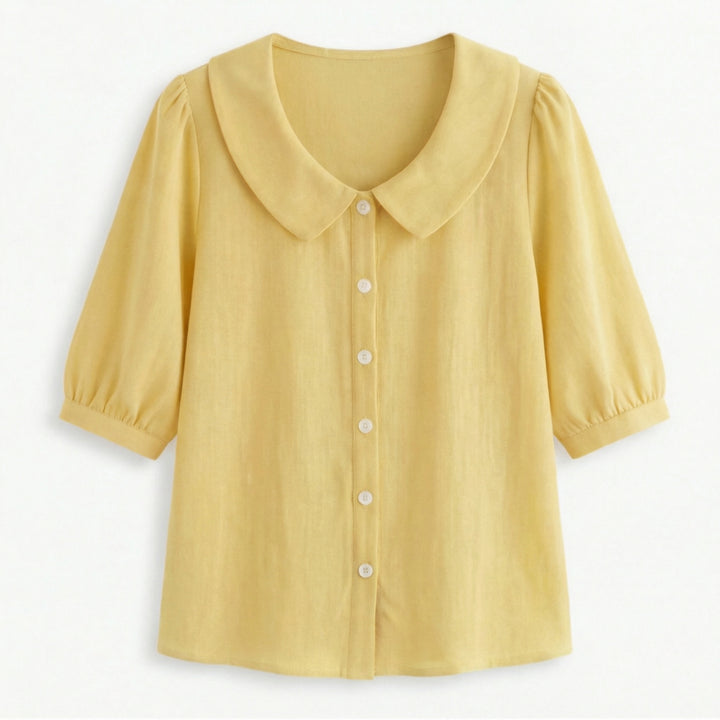Retro Peter Pan Collar Button Up Blouse