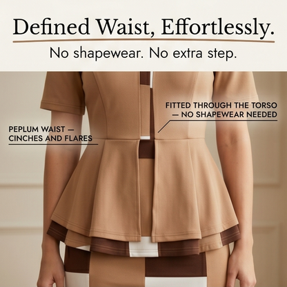 Lunavia Elegant Color-Block Peplum Set for Effortless Polish — View 6 | Clova