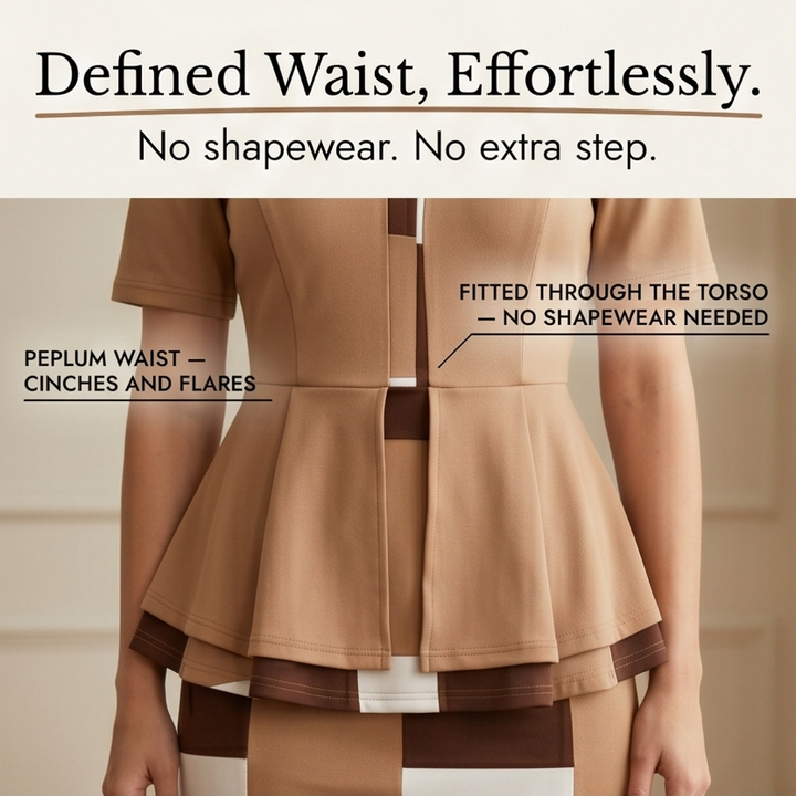 Lunavia Elegant Color-Block Peplum Set for Effortless Polish — View 6 | Clova