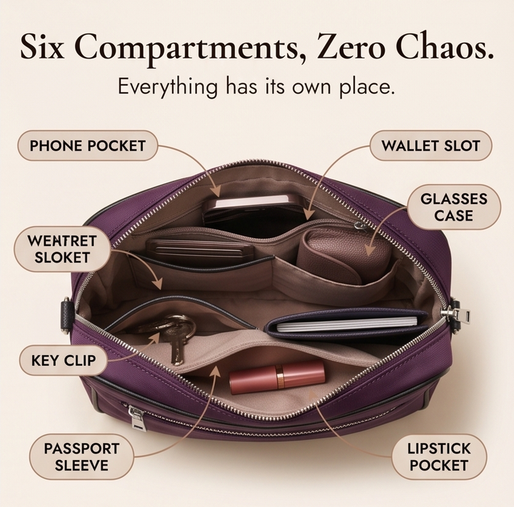 Multi-Pocket Shoulder Bag with Anti-Theft Design