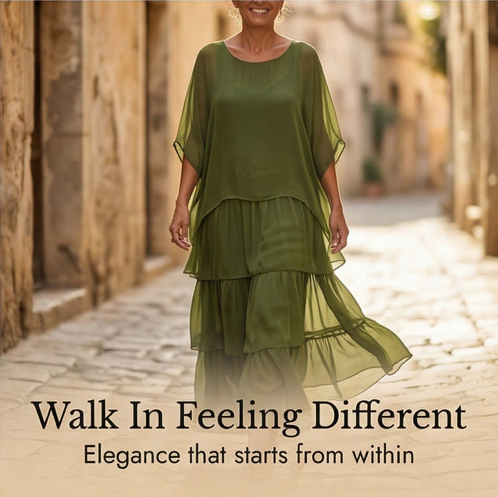Flowing Tiered Chiffon Maxi Dress