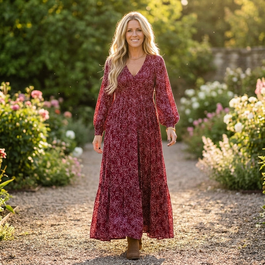 Smocked Waist Floral Maxi Dress