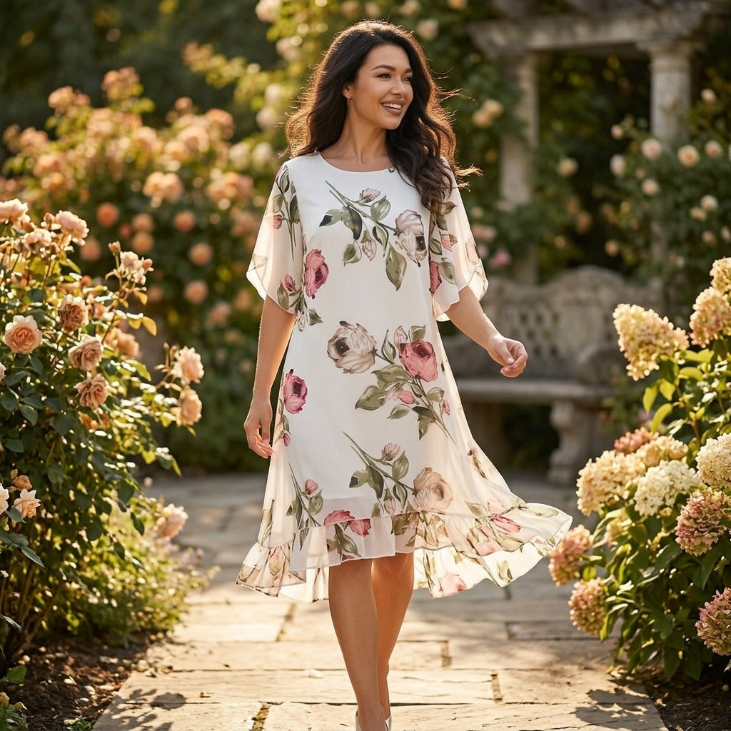 Floral Chiffon Midi Dress
