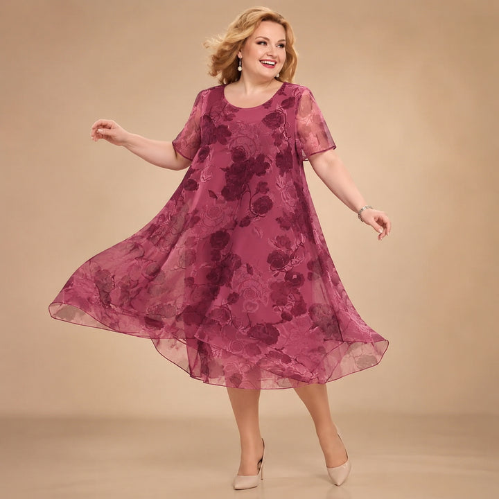 Layered Chiffon Floral Dress