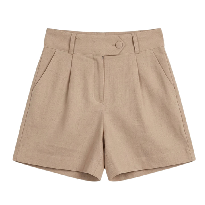 High-Waist Pleated Tailored Shorts
