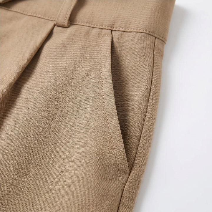 High-Waist Pleated Tailored Shorts