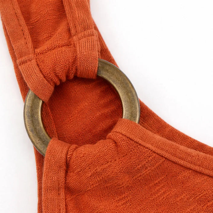 Ribbed V-Neck Ring Strap Maxi Dress