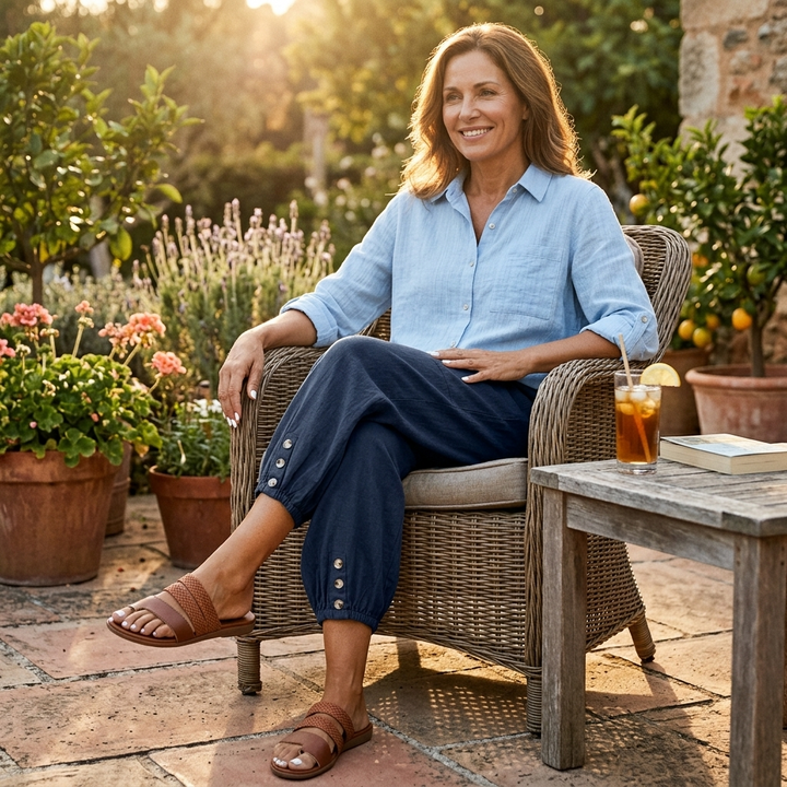 Relaxed Fit Cotton Linen Capris