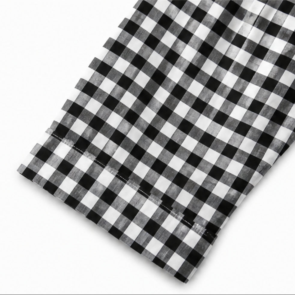Gingham Button-Front Maxi Shirt Dress with Side Slits