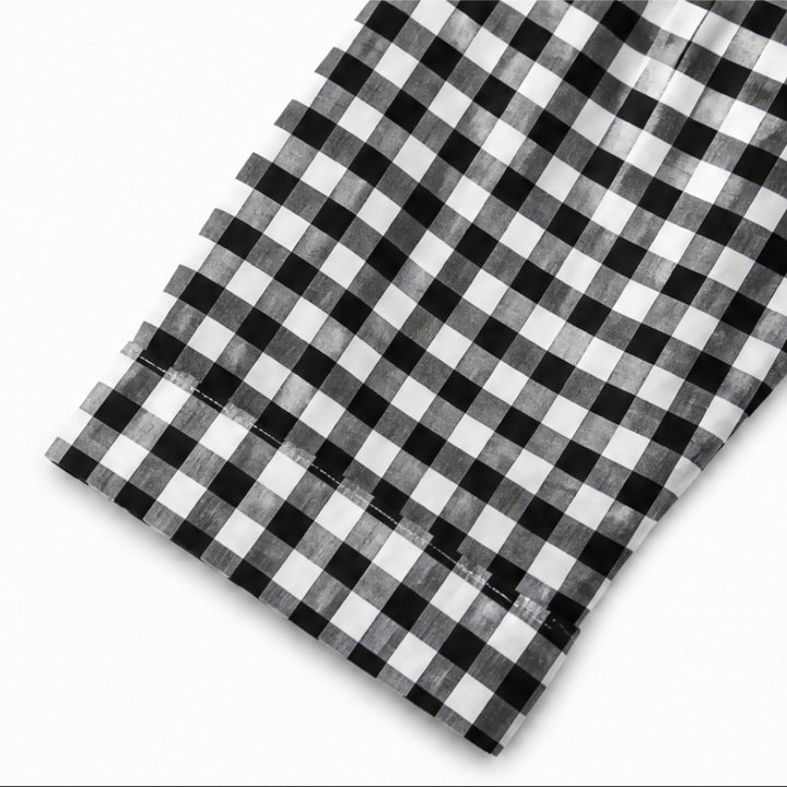 Gingham Button-Front Maxi Shirt Dress with Side Slits