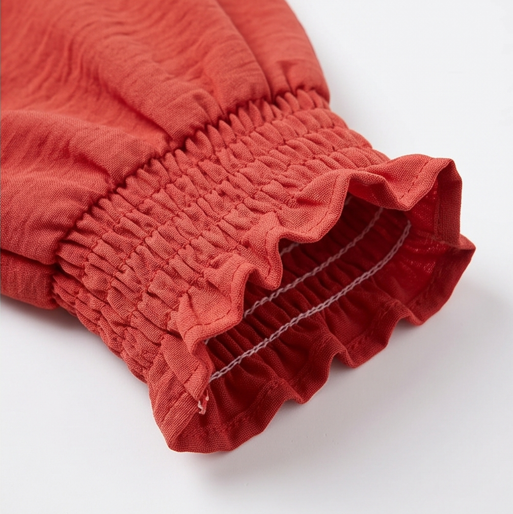 Lantern Sleeve V-Neck Blouse — View 7 | Clova