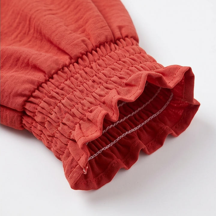 Lantern Sleeve V-Neck Blouse — View 7 | Clova