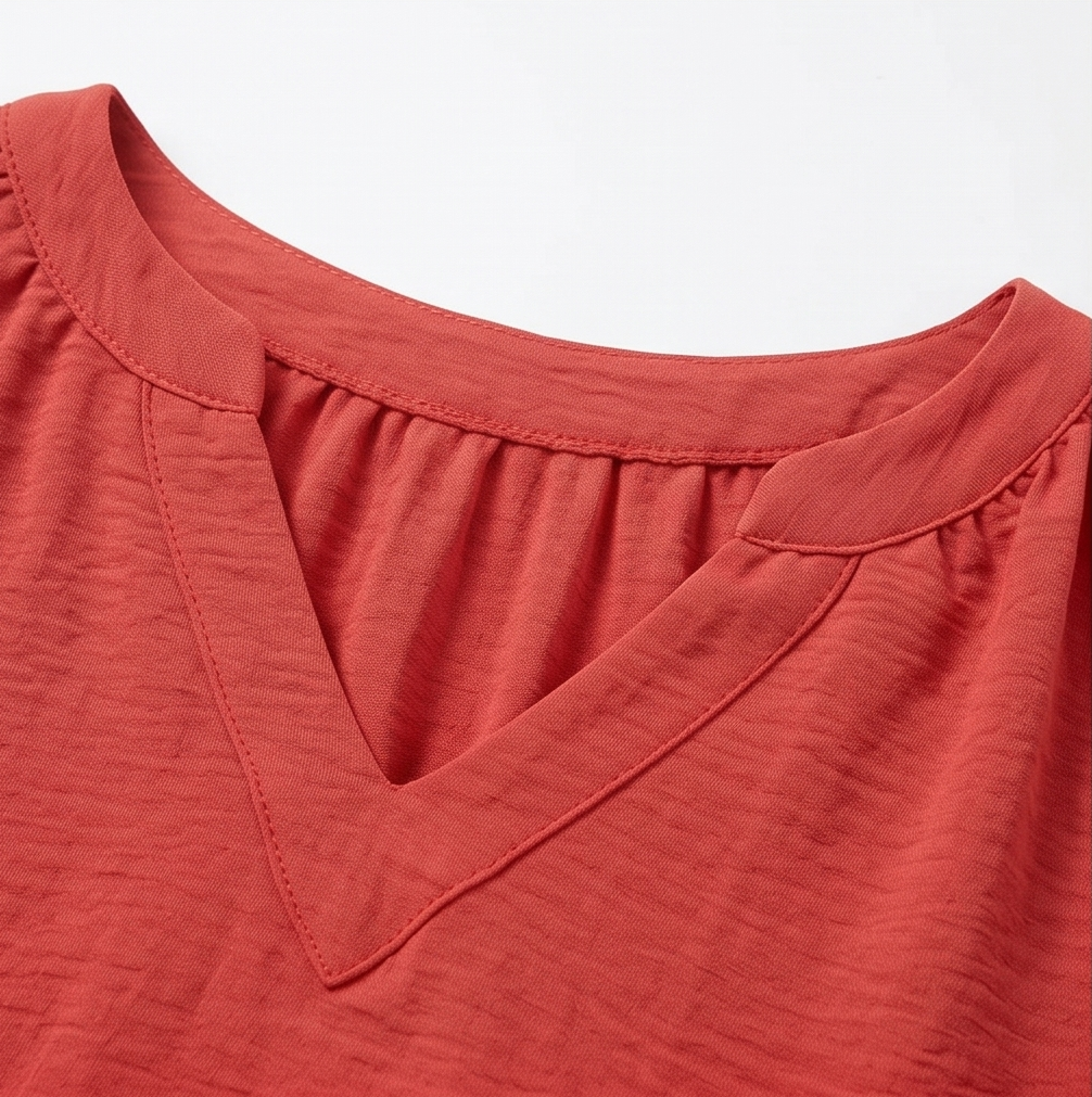 Lantern Sleeve V-Neck Blouse — View 8 | Clova