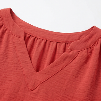 Lantern Sleeve V-Neck Blouse — View 8 | Clova