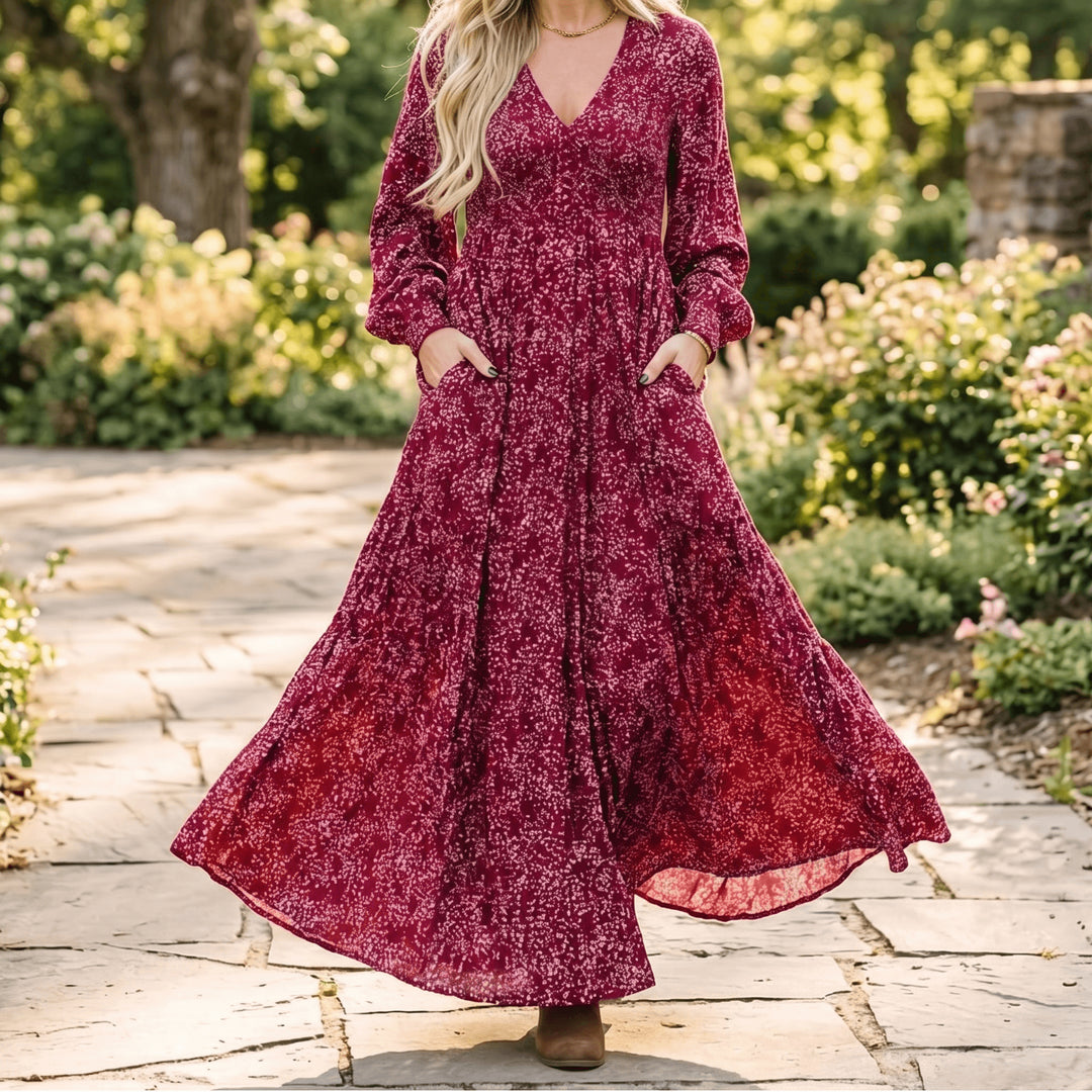 Smocked Waist Floral Maxi Dress