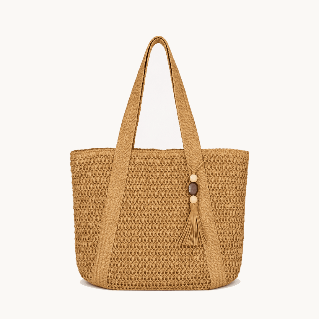 Handwoven Straw Tote with Zip Lining