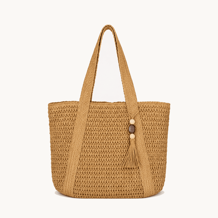 Handwoven Straw Tote with Zip Lining