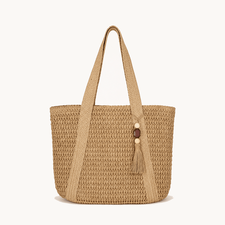 Handwoven Straw Tote with Zip Lining