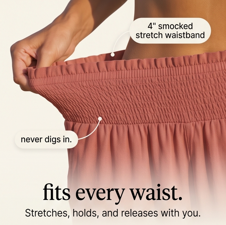 Smocked High-Waist Summer Pants — View 6 | Clova
