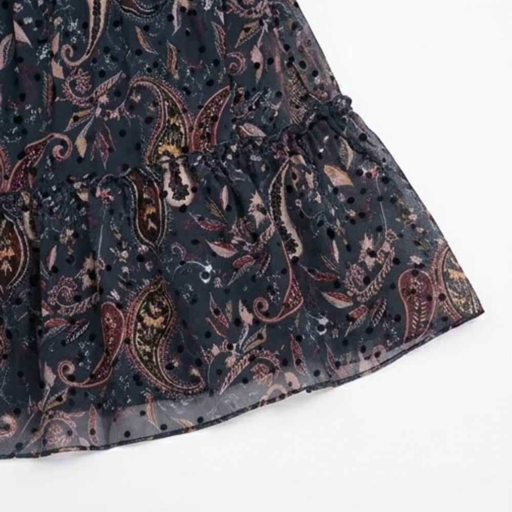 Tiered Chiffon Paisley Dress