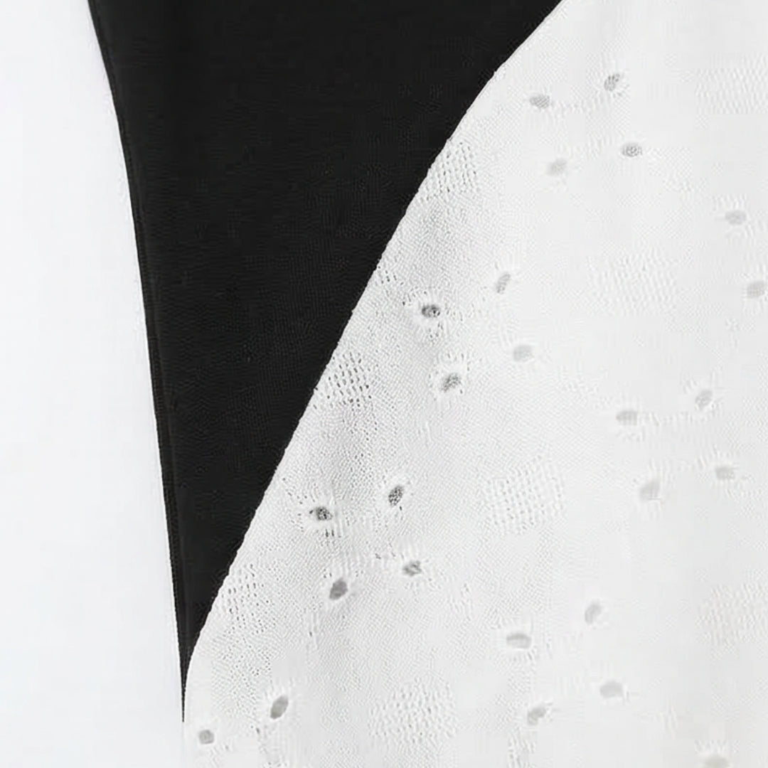 Diagonal Patchwork V Neck Midi Dress