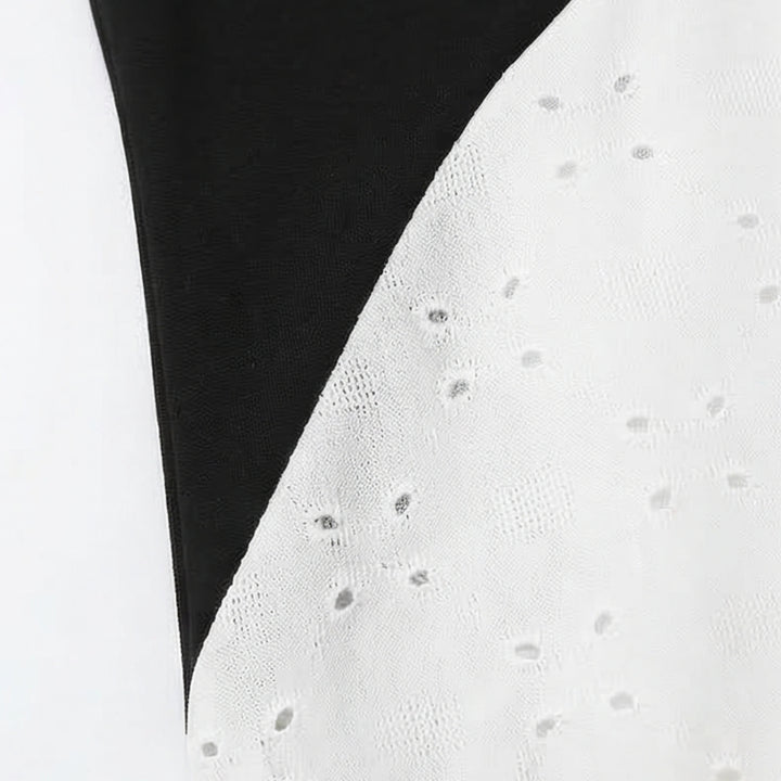 Diagonal Patchwork V Neck Midi Dress