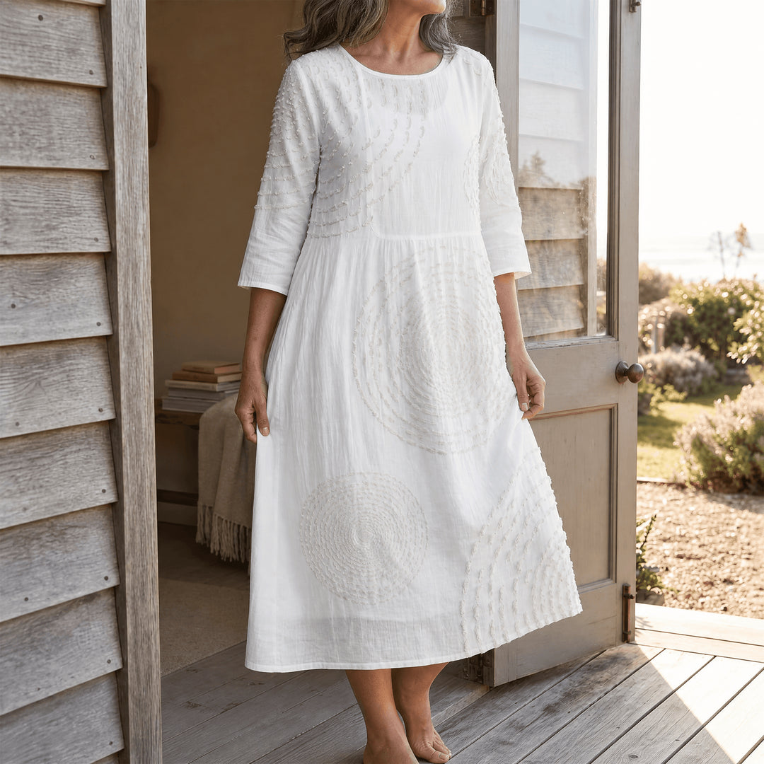 Embossed Texture Midi Dress