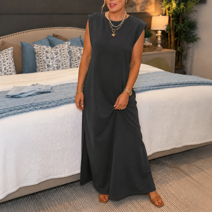 Wrinkle-Free Split-Hem Maxi Dress with Pockets