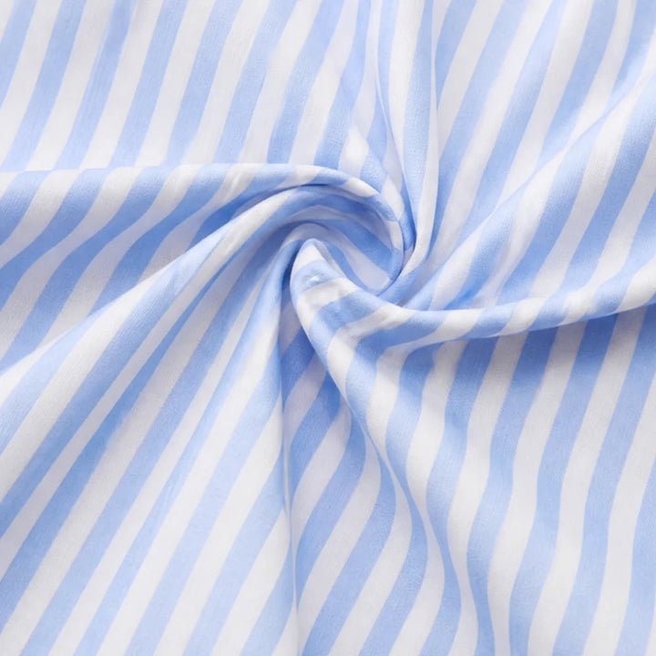 Striped V-Neck Tunic Dress with Pockets