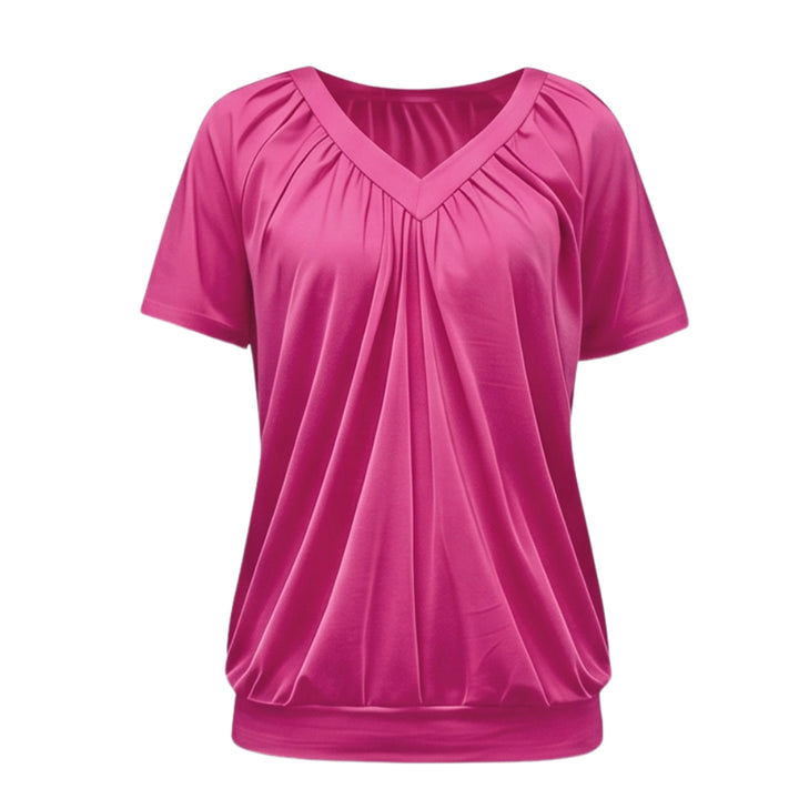Pleated V Neck Blouson Top