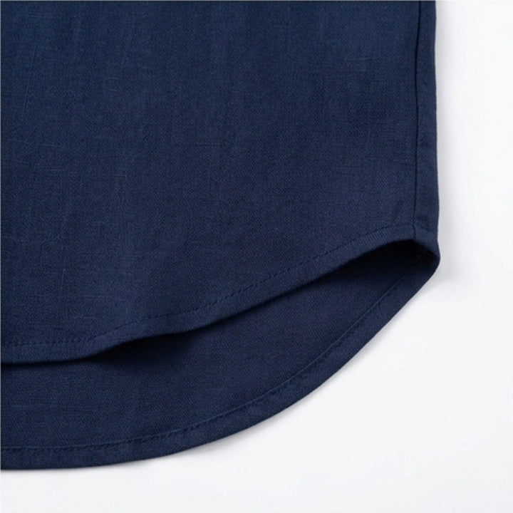 Breezy V Neck Blouse with Curved Hem