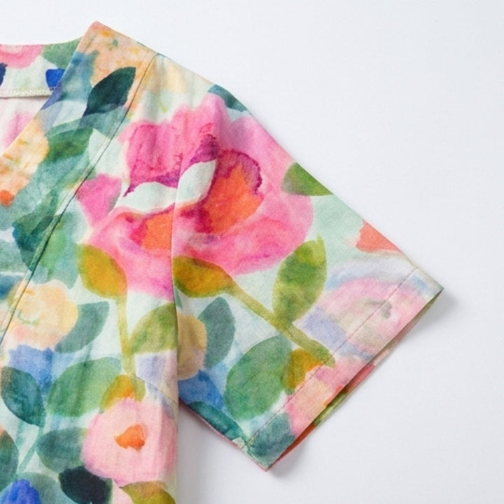 Painted Floral Plus-Size Midi Dress