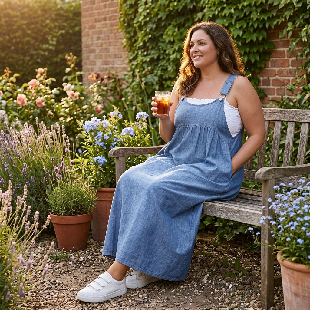Relaxed Denim Suspender Dress with Pockets