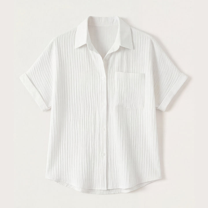Textured Crinkle Button Down Blouse
