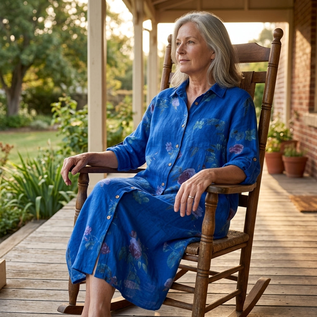 Floral Cotton Linen Shirt Dress
