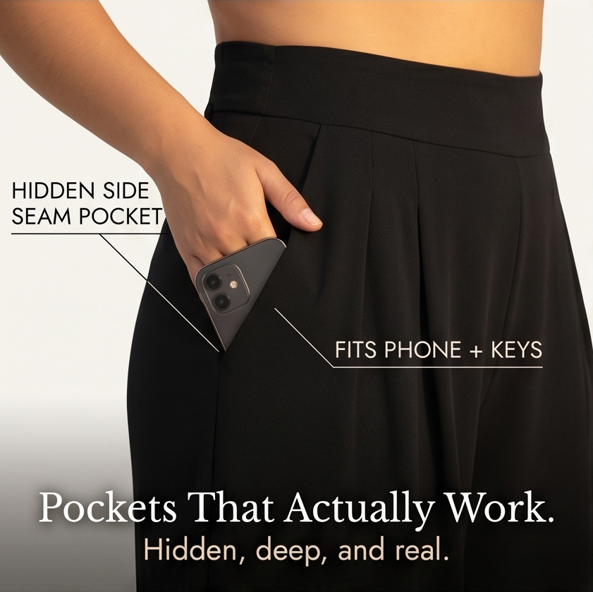 Flowy Pleated Palazzo Pants for Curvy Comfort — View 7 | Clova