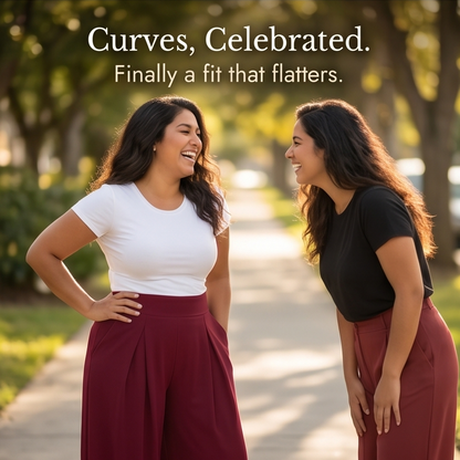 Flowy Pleated Palazzo Pants for Curvy Comfort — View 8 | Clova