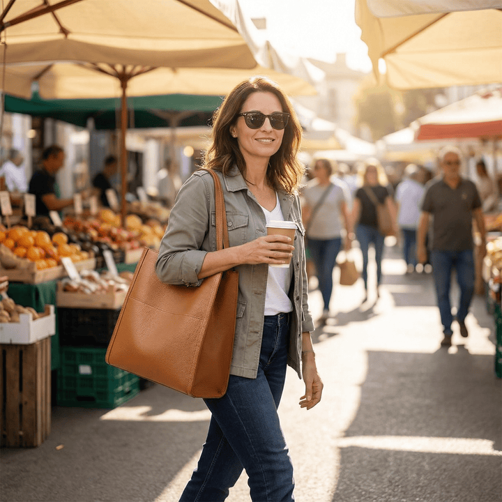 Soft Leather Shoulder Tote