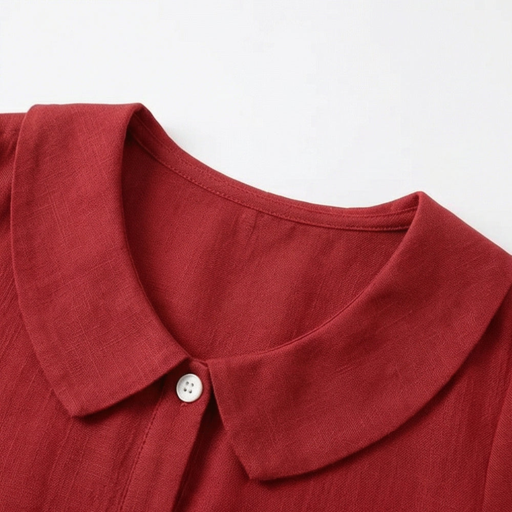Retro Peter Pan Collar Button Up Blouse