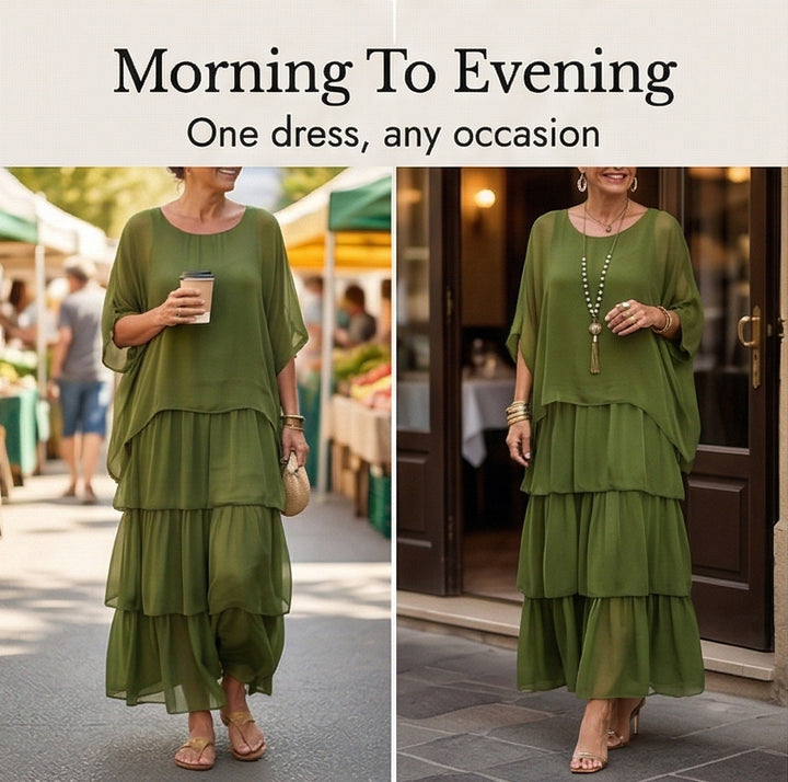 Flowing Tiered Chiffon Maxi Dress