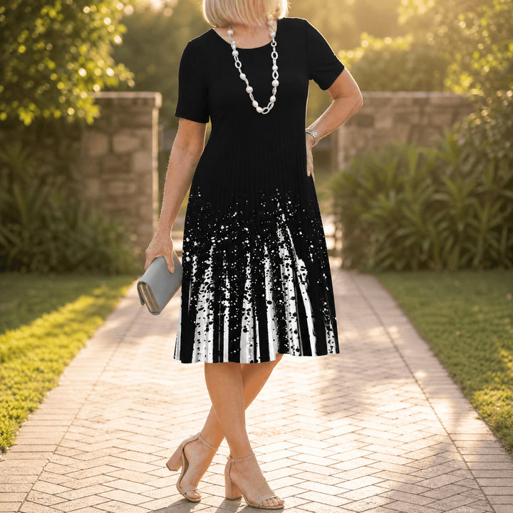 Pleated Gradient Print Dress